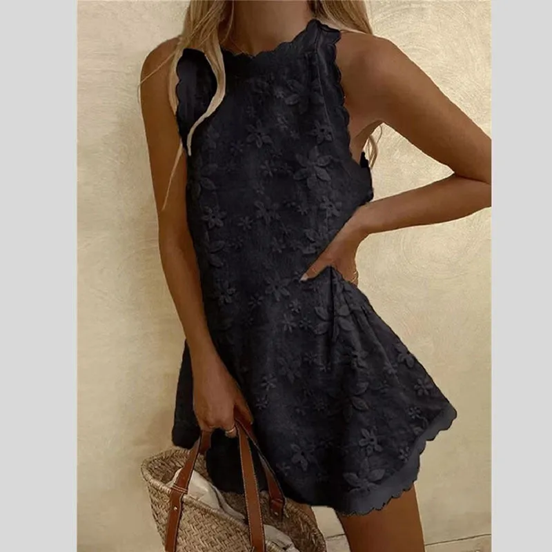 Women’s Lacy Floral Sleeveless Mini Sundress