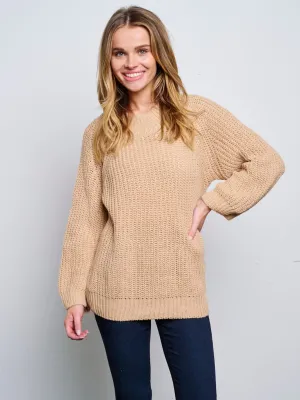 WOMEN'S LONG SLEEVE KNITTED PULLOVER SWEATER