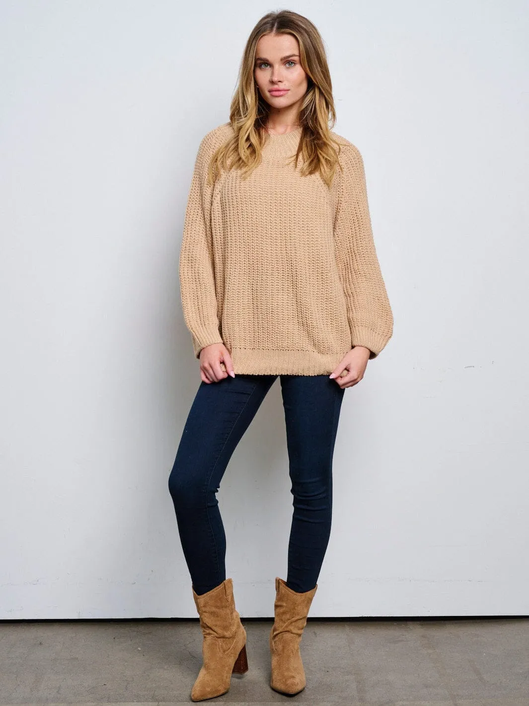 WOMEN'S LONG SLEEVE KNITTED PULLOVER SWEATER