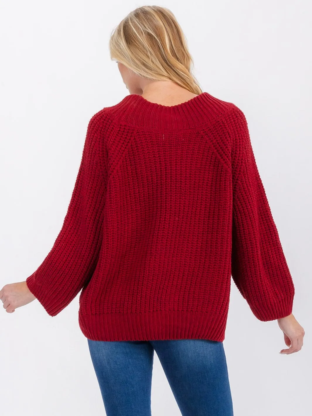 WOMEN'S LONG SLEEVE KNITTED PULLOVER SWEATER