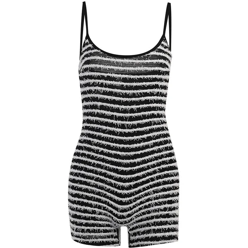 Women's Striped Min Dress with Spaghetti Straps