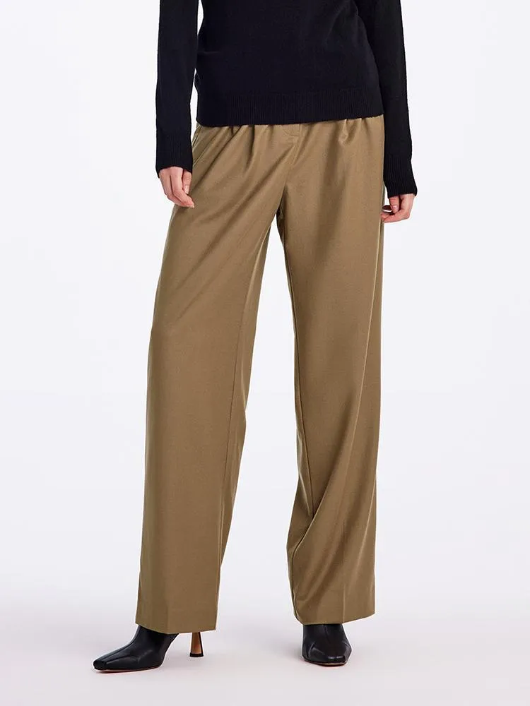 Wool Straight Full Length Pants