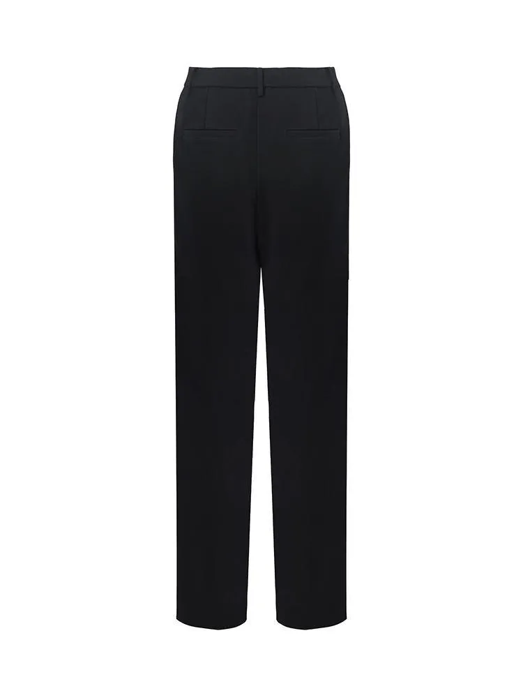 Wool Straight Full Length Pants