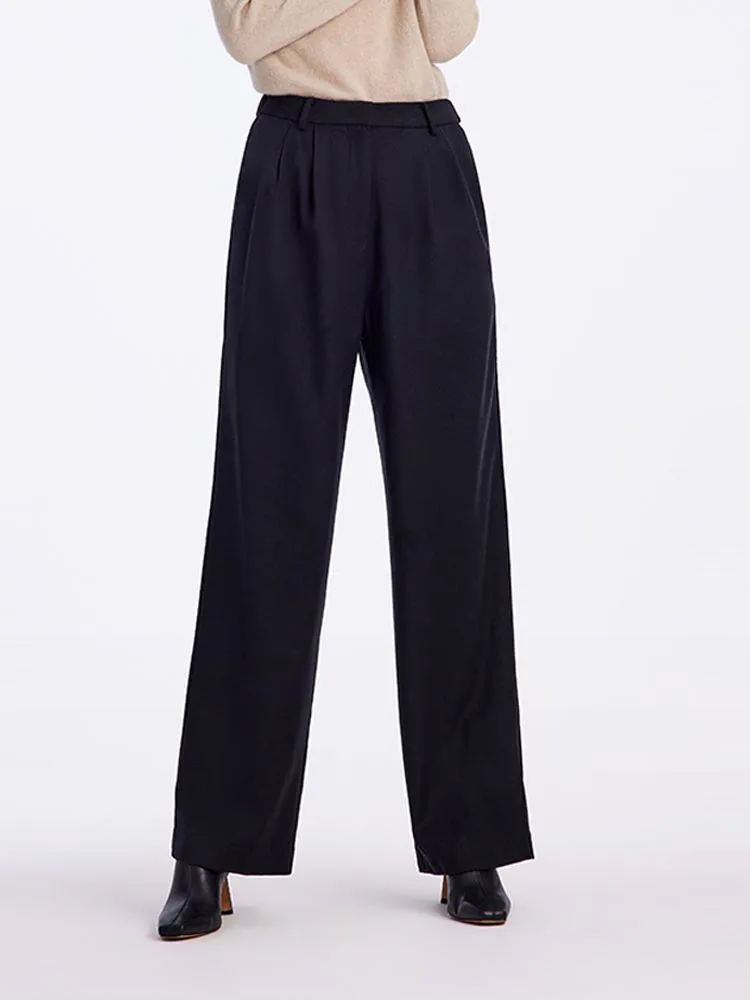 Wool Straight Full Length Pants