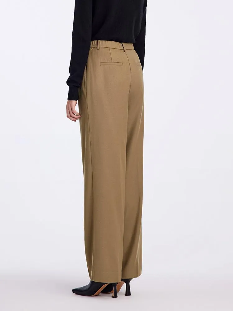 Wool Straight Full Length Pants