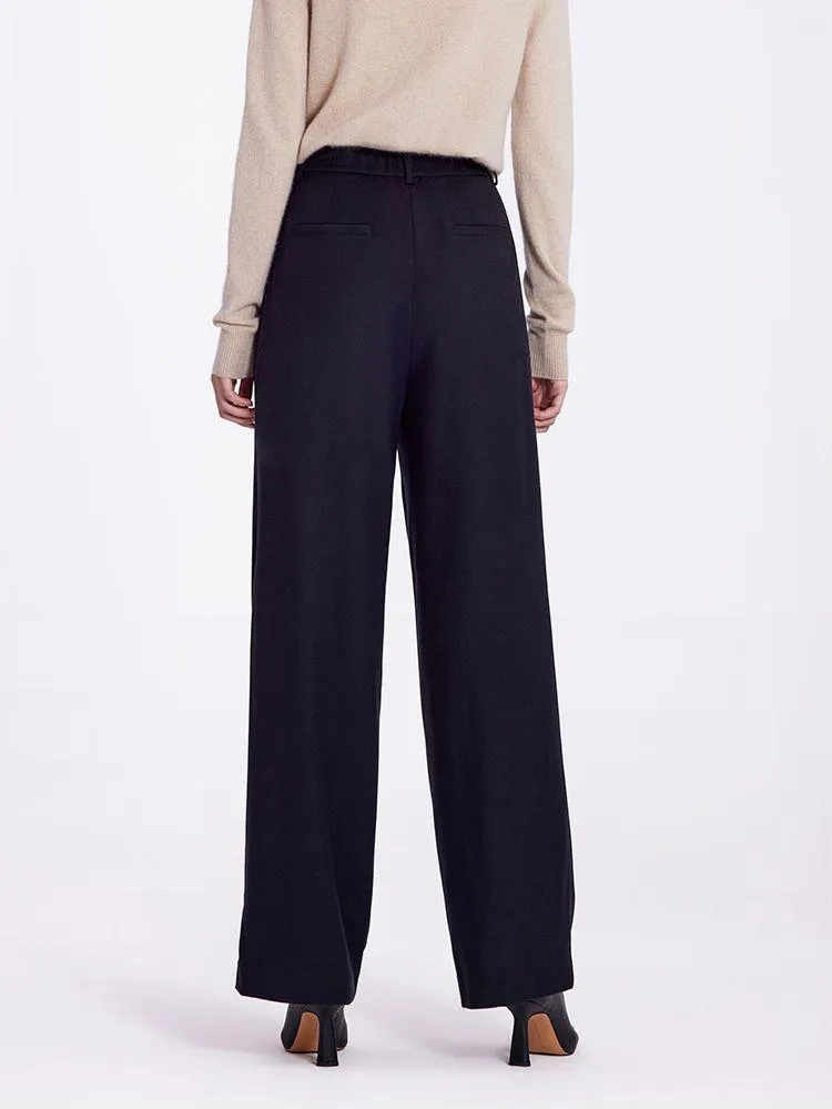 Wool Straight Full Length Pants
