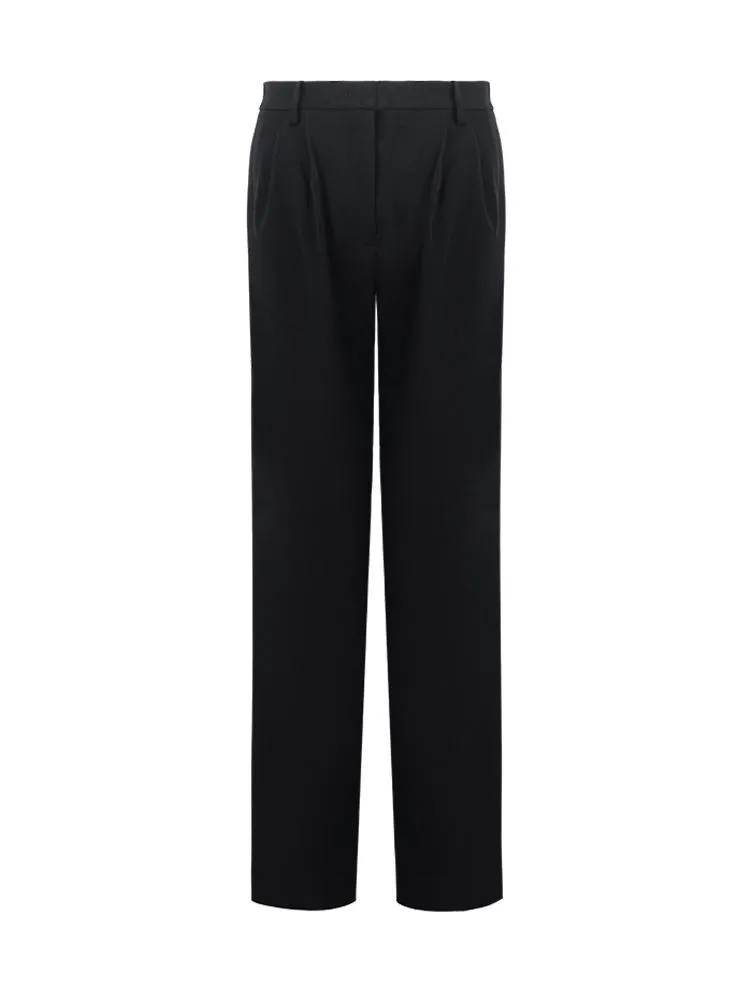Wool Straight Full Length Pants
