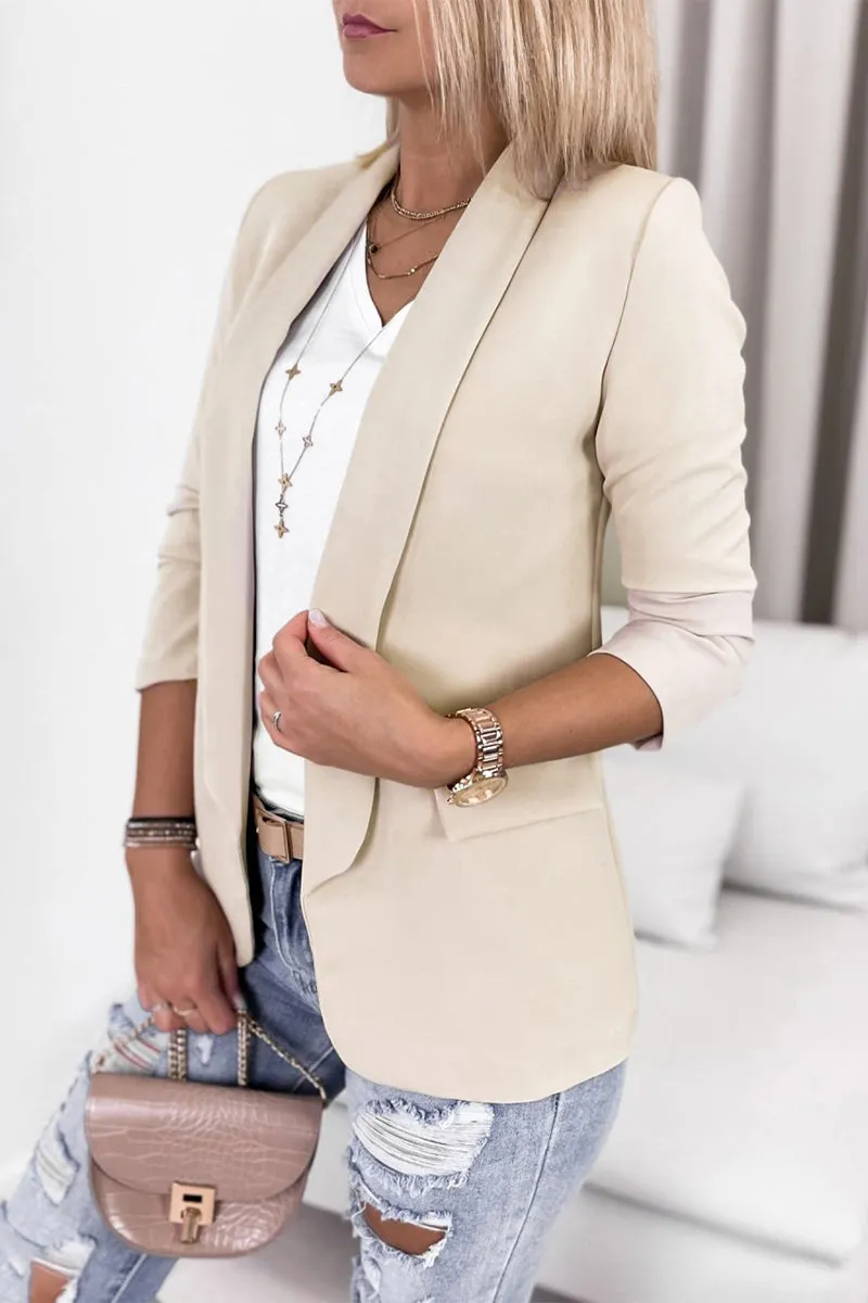 Work Solid Turn-back Collar Outerwear(4 Colors)