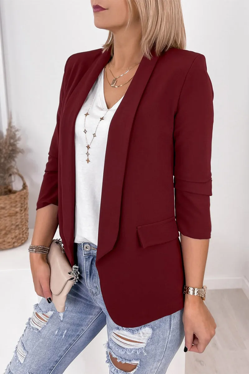 Work Solid Turn-back Collar Outerwear(4 Colors)
