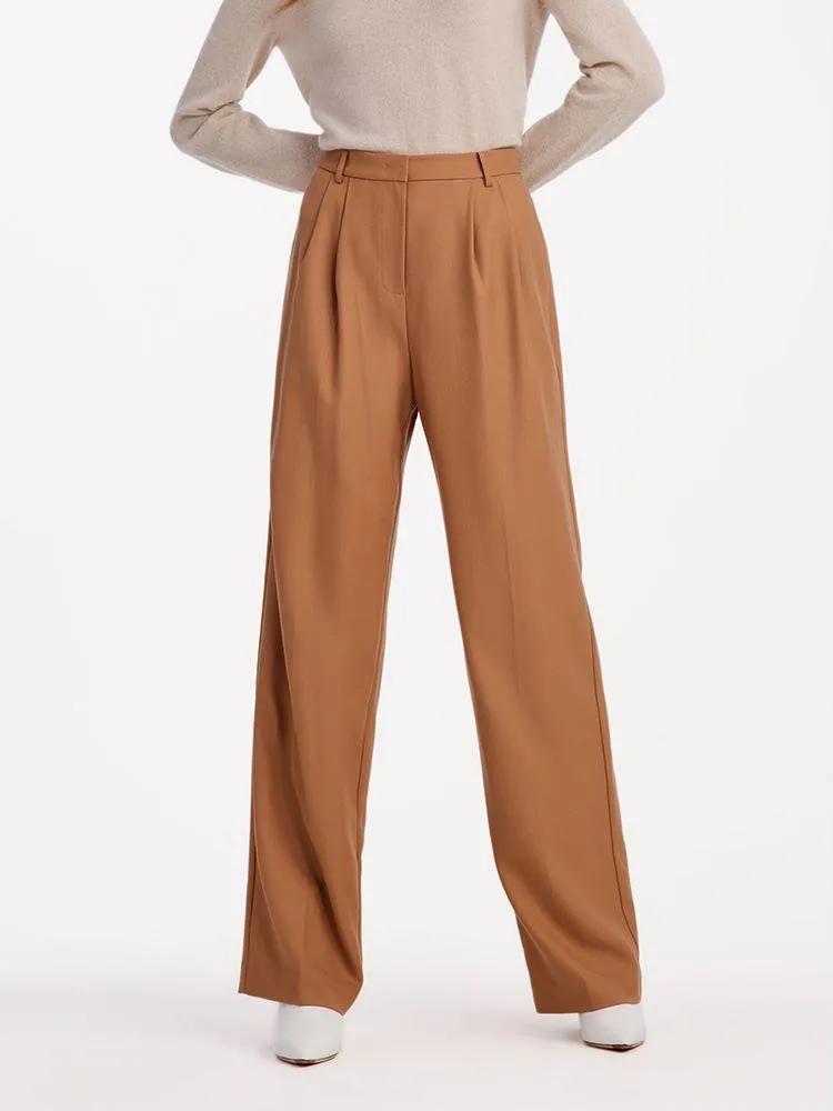 Worsted Wool Straight Full Length Pants