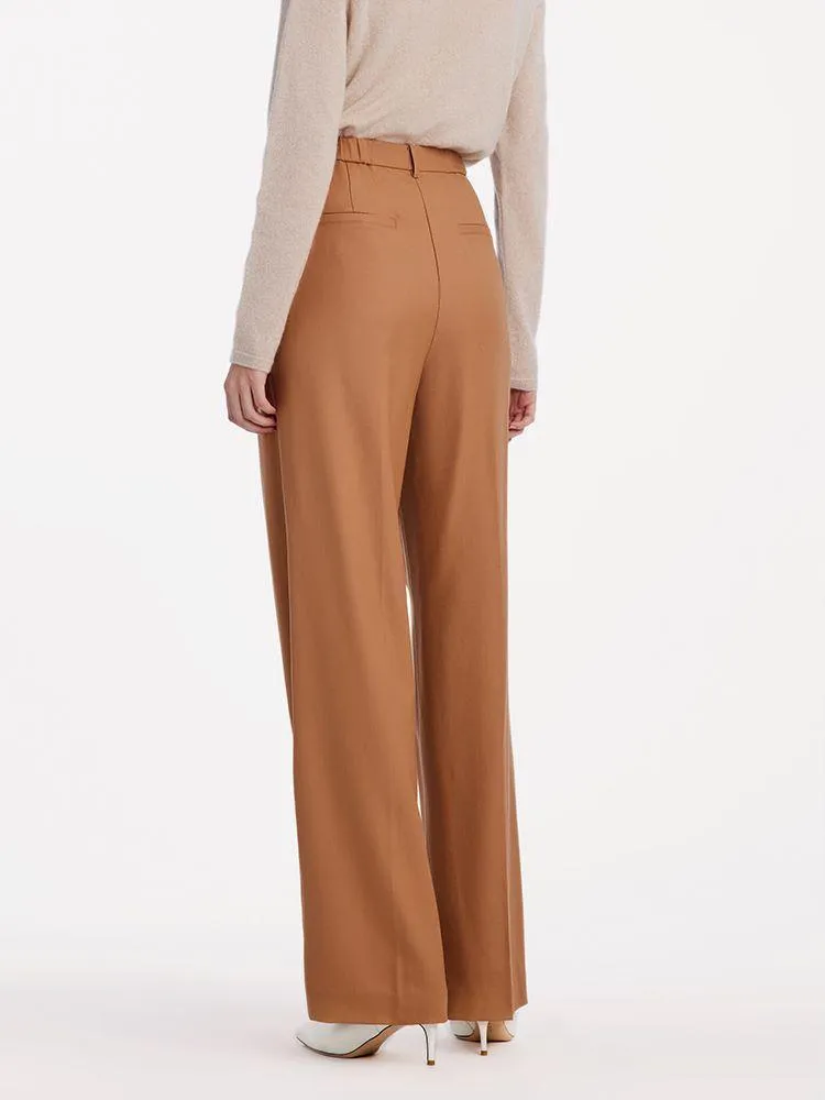 Worsted Wool Straight Full Length Pants