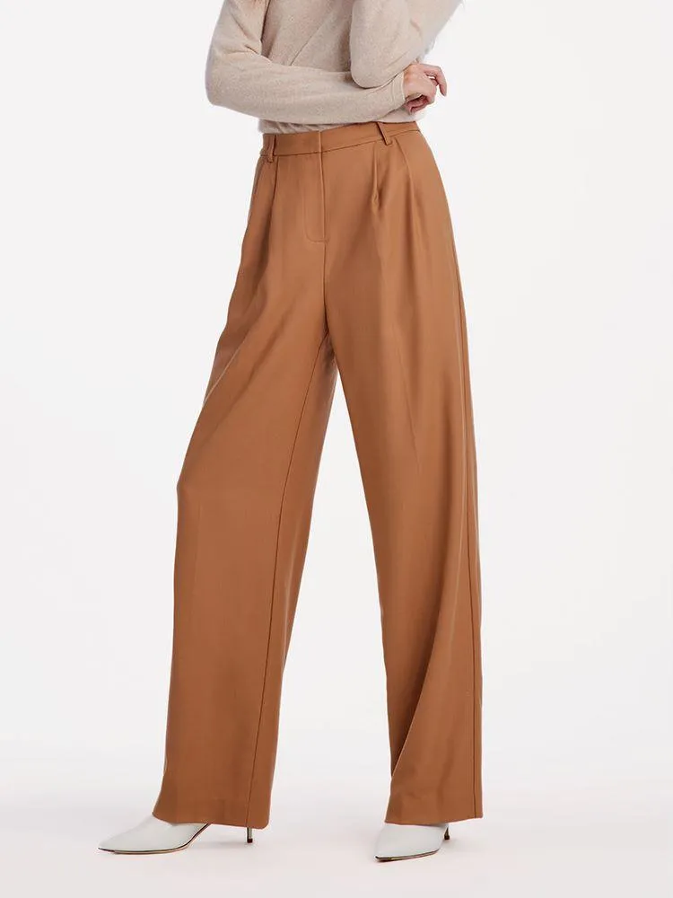 Worsted Wool Straight Full Length Pants