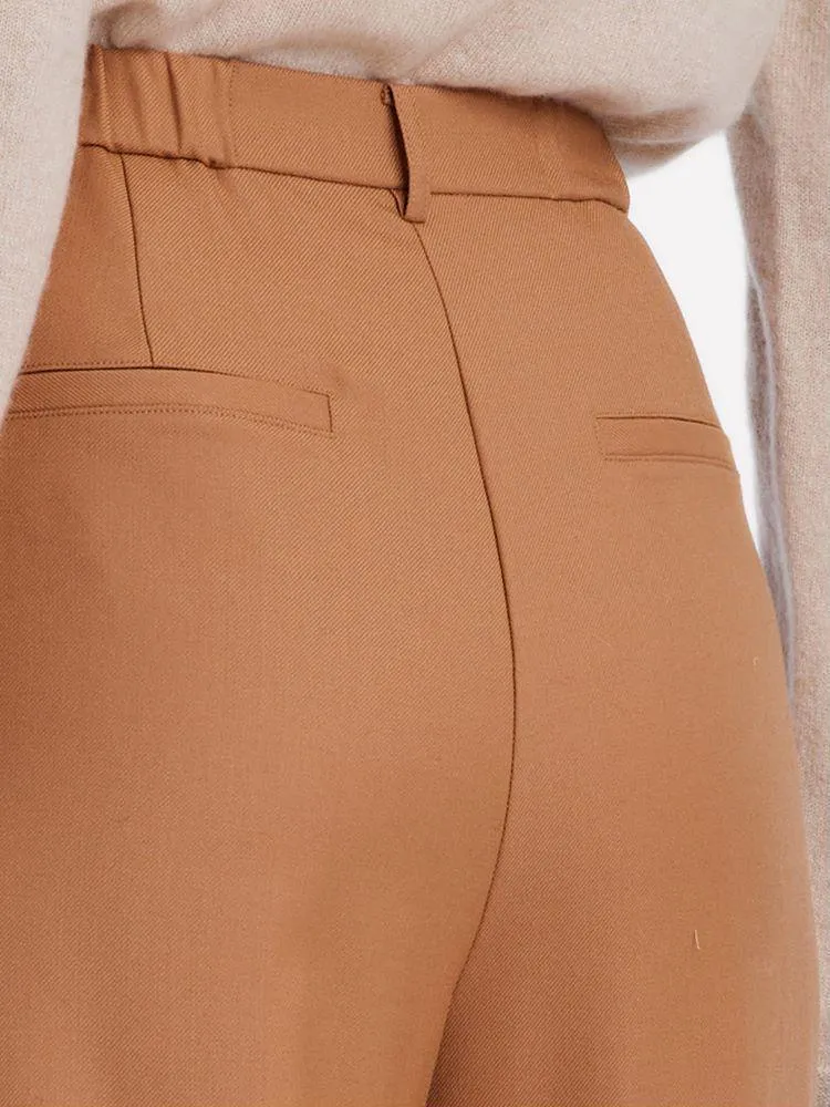 Worsted Wool Straight Full Length Pants