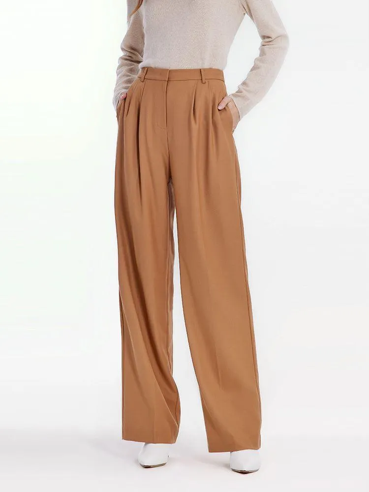 Worsted Wool Straight Full Length Pants