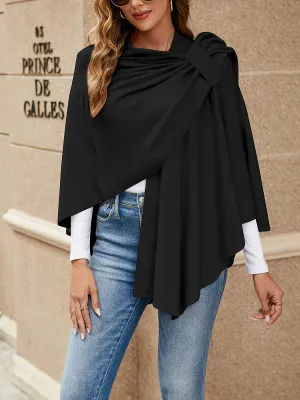 xieyinshe Solid Open Front Shawl Tunics, Elegant Versatile Tunic Tops, Women's Clothing